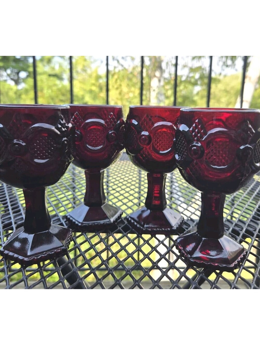 4 Vintage Small Glasses Avon Cape Cod Cordial Liqueur Glasses 4.5"T 3oz Set of 4